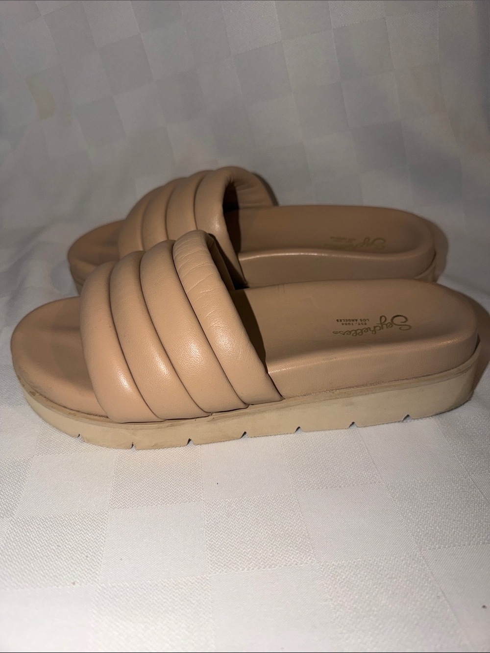 Sz 9 Seychelles Vibe Check Slide in Nude Vacchetta Leather Slip-On